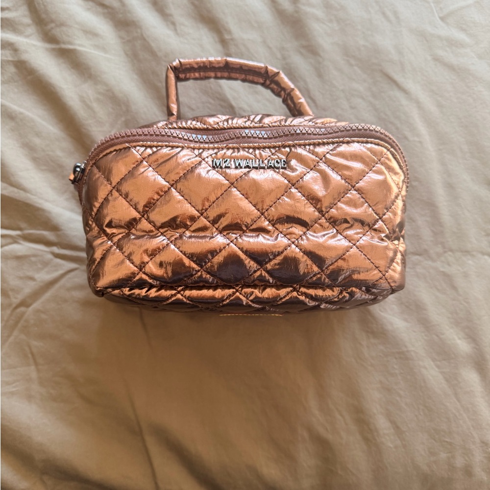 MZ Wallace Shiny Copper Quilted Cosmetic Case